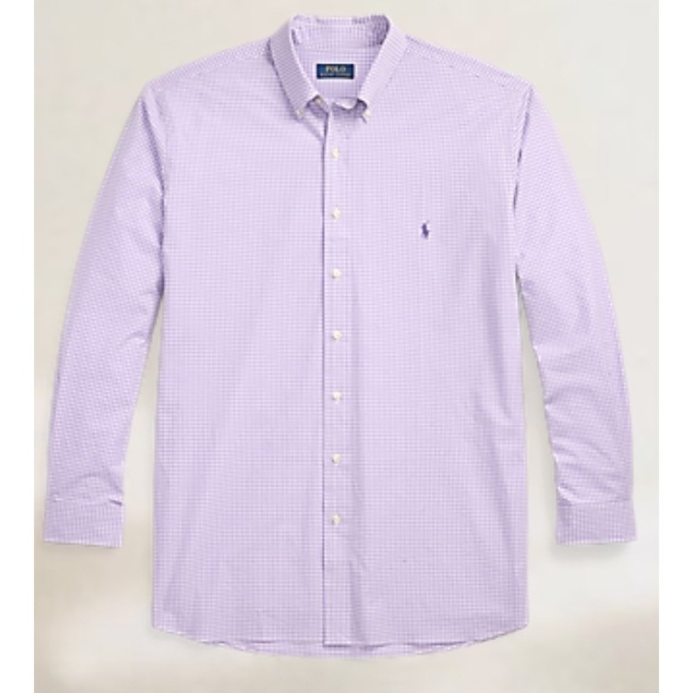 Polo Ralph Lauren Purple Checkered Long Sleeve Stretch Shirt Mens Size 4XLT NWT